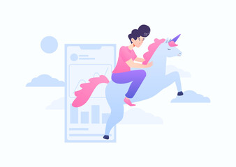 Unicorn Start-Up Vector Illustration