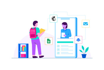 Learn About Management System Vector Illustration