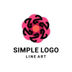 flowers and leaves logo design template with line art concept, floral badges, emblems for fashion, beauty, jewelry industry, etc. anyway you want, editable