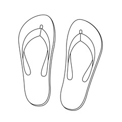 Colorful flip flops, ten colored pairs of rubber sandals, symbolic for group travel, teamwork, funny friends or happy family holiday - isolated vector illustration on white.
