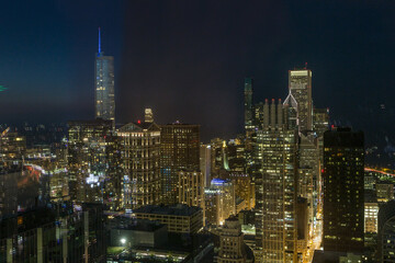 Fototapeta na wymiar Partial Chicago skyline at night with clear sky