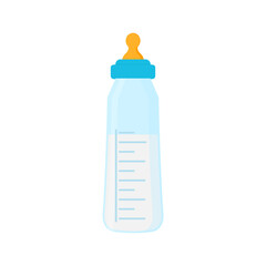 Icon of baby bottle. Flat style.Vector illustration isolated on white background.