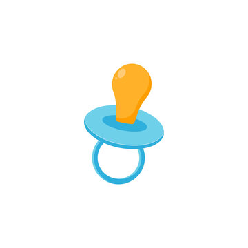 Blue baby pacifier icon. Flat illustration of blue baby pacifier vector icon for web on white background.