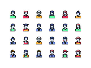 User Avatar Lineal Color Icon Set