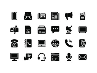 Communication Device Glyph Icon Set