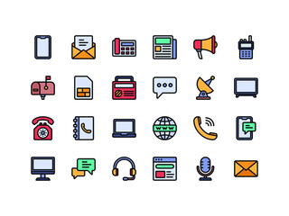 Communication Device Lineal Color Icon Set