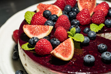 fruits on a cheesecake