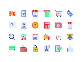 E-commerce and Shopping Flat Icon Set