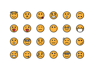 Emoticon and Emoji Lineal Color Icon Set