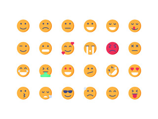 Emoticon and Emoji Flat Icon Set