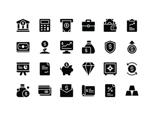 Finance and Accounting Glyph Icon Set