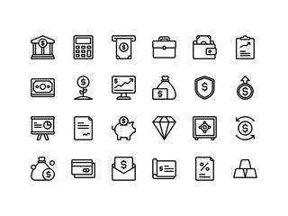 Finance and Accounting Outline Icon Set