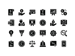 Finance and Accounting Glyph Icon Set