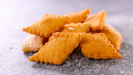 french traditional bugne and sugar