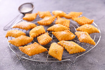 french traditional bugne and sugar