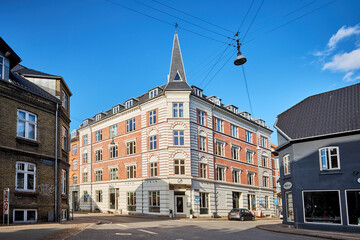 Fototapeta premium antique old scandinavian building in a narrow street