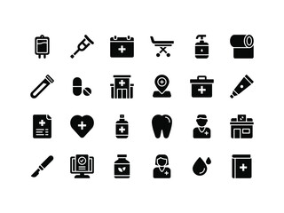 Healthcare and Medical Glyph Icon Set