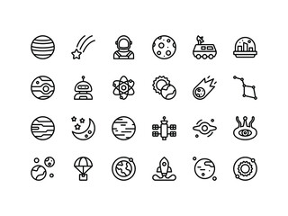 Space Objects Outline Icon Set