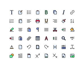 Text Editor Lineal Color Icon Set 