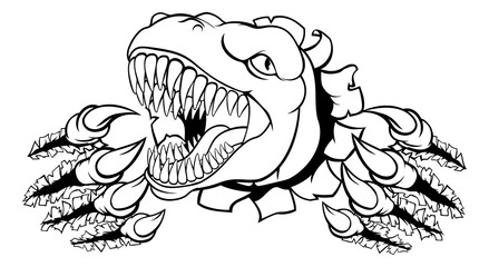 Dinosaur T Rex or Raptor Cartoon Mascot © Christos Georghiou