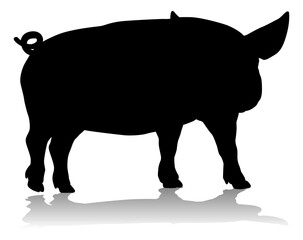 Pig Silhouette Farm Animal