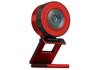Web camera on stand for online video chat and conference on white background