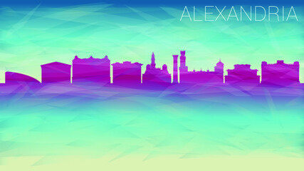 Alexandria Egypt City Vector Silhouette Skyline. Broken Glass Abstract Geometric Dynamic Textured. Banner Background. Colorful Shape Composition.