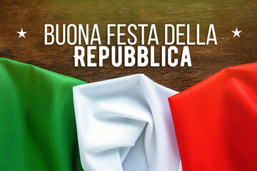 Fototapeta na wymiar holiday Republic Day in Italia text - national holiday day and patriotic italian background 