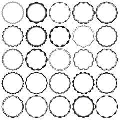 Collection of Round Wax Seal style Border Frames with Clear Background. Ideal for vintage label designs.