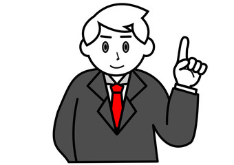 指さしポーズの白人男性