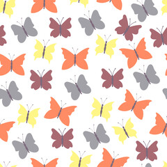 Abstract seamless background colored butterflies.Colorful flat design for fabric and textile.