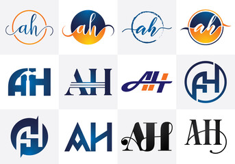 Initial Monogram Letter A H Logo Design Vector Template. A H Letter Logo Design