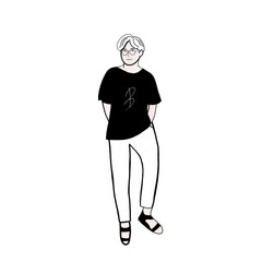 Boy in back white Digital art and dawning 