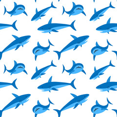 Shark seamless pattern. Fabric and textile design. Vector illustration.