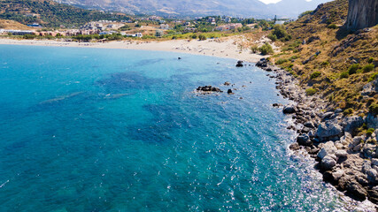 Drone flight over Laggoon colored sea