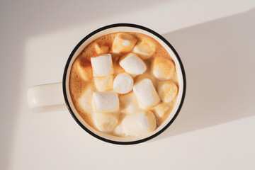Fototapeta na wymiar glass of coffee with marshmallow and milk