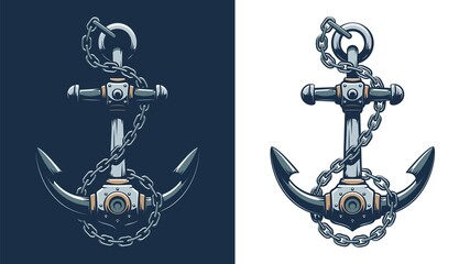 Vintage nautical anchor with chain. Sailor anchor for the emblem. Vector illustration. © Agor2012