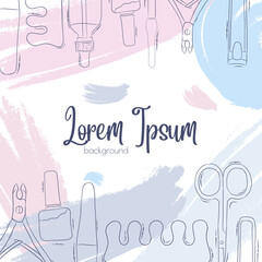 Vector template for a nail salon advertising banner. Pastel colors. Stock illustration.