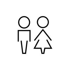 Simple man and woman abstract black line icon. Toilet, wc concept. Trendy flat isolated symbol sign can be used for: illustration, outline, logo, mobile, app, design, web, dev, ui, ux. Vector EPS 10