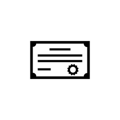 Winner Certificate or Diploma with Stamp. Flat Vector Icon illustration. Simple black symbol on white background. Certificate or Diploma with Stamp sign design template for web and mobile UI element.
