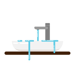Overflowing water in a wash basin, Basin vector.