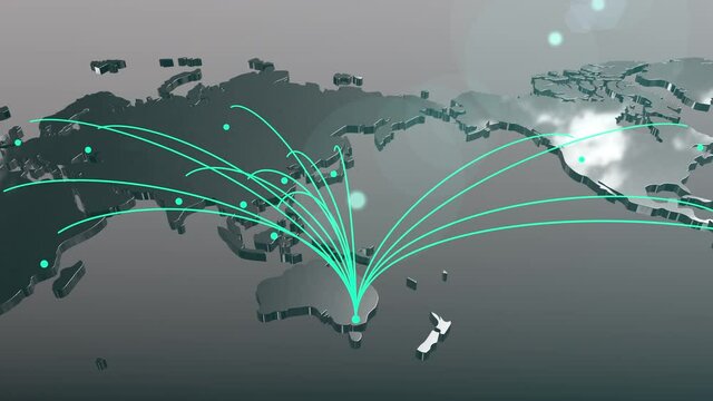 Australia to the world spread connection map animation