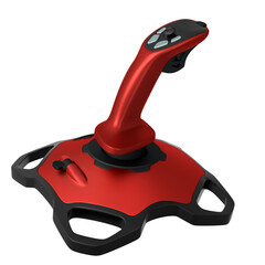 Realistic joystick for flight simulator isolated on white background