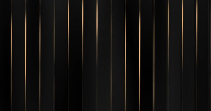 4k Abstract luxury black grey gradient backgrounds with vertical horizontal golden metallic stripes. Geometric graphic motion animation. Seamless looped dark backdrop. Simple elegant minimal 3D VIP BG