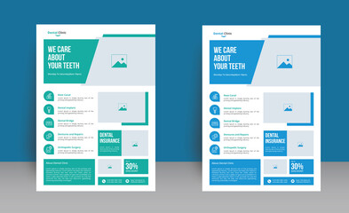 Dental clinic flyer design template | dental  Promotion brochure design| dental design in print| dent | dental poster in blue