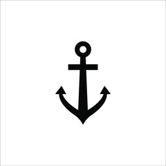 Ship Anchor Icon on white background. color editable
