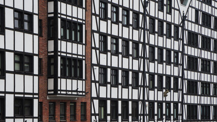 A line of squares and rectangles in a building in Gdynia, Poland