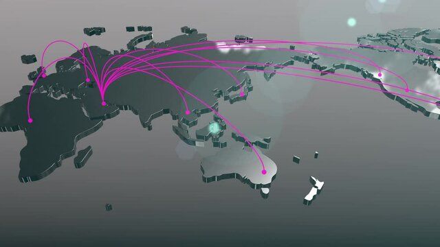 Dubai to the world spread connection map animation