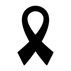 Ribbon solid black icon. Awareness ribbon. Oncology cancer aids concept. Trendy flat isolated symbol sign used for: illustration, logo, badge, mobile, app, design, web, dev, ui, ux, gui. Vector EPS 10