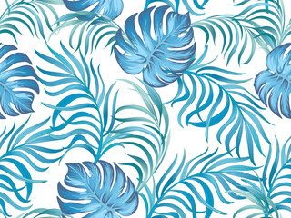 Fototapeta na wymiar Tropical palm print. Vector jungle illustration. Pattern summer design.